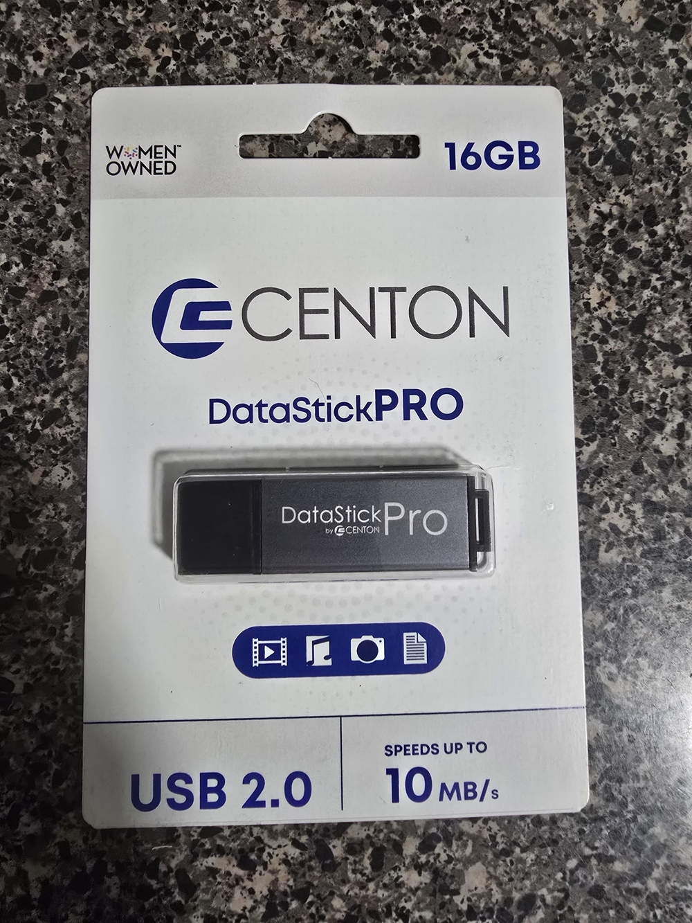 Centon DataStick Pro 16GB USB 2.0 Flash Drive - Black